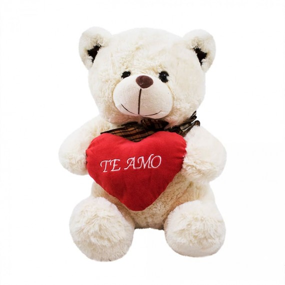 Urso Branco Coração Te Amo 40cm - Pelúcia