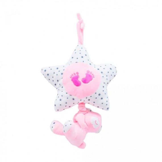 Urso e Estrela Móbile Rosa 40cm