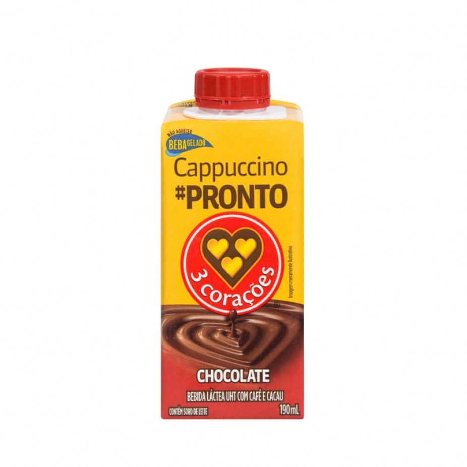 Bebida Lactea Cappuccino Sabor Chocolate 3 Coracoes 190ml
