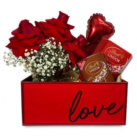 Red LOVE Imported Roses Box