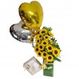 Splendid Sunflower Arrangement with Balloons and Chocolate Elit Gourmet Collection 2