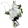 Arrangement of Love White Orchids and Lindt Hazelnut Chocolate Bar